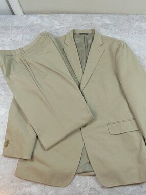 Banana Republic Suit Tan Khaki Tessuti Sondrio Italy Made Classic